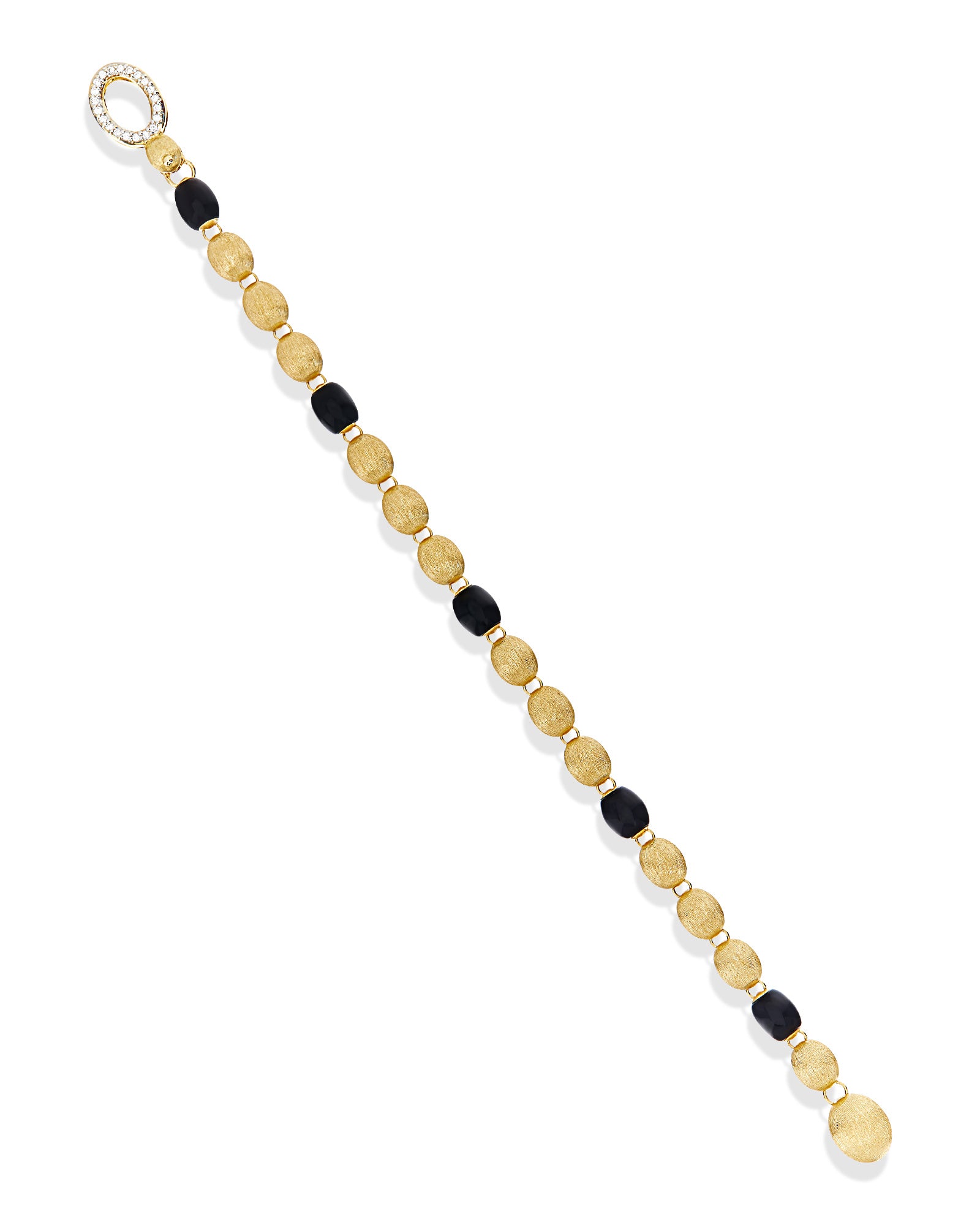 "IVY" Gold bracelet with Black Onyx boules and diamonds