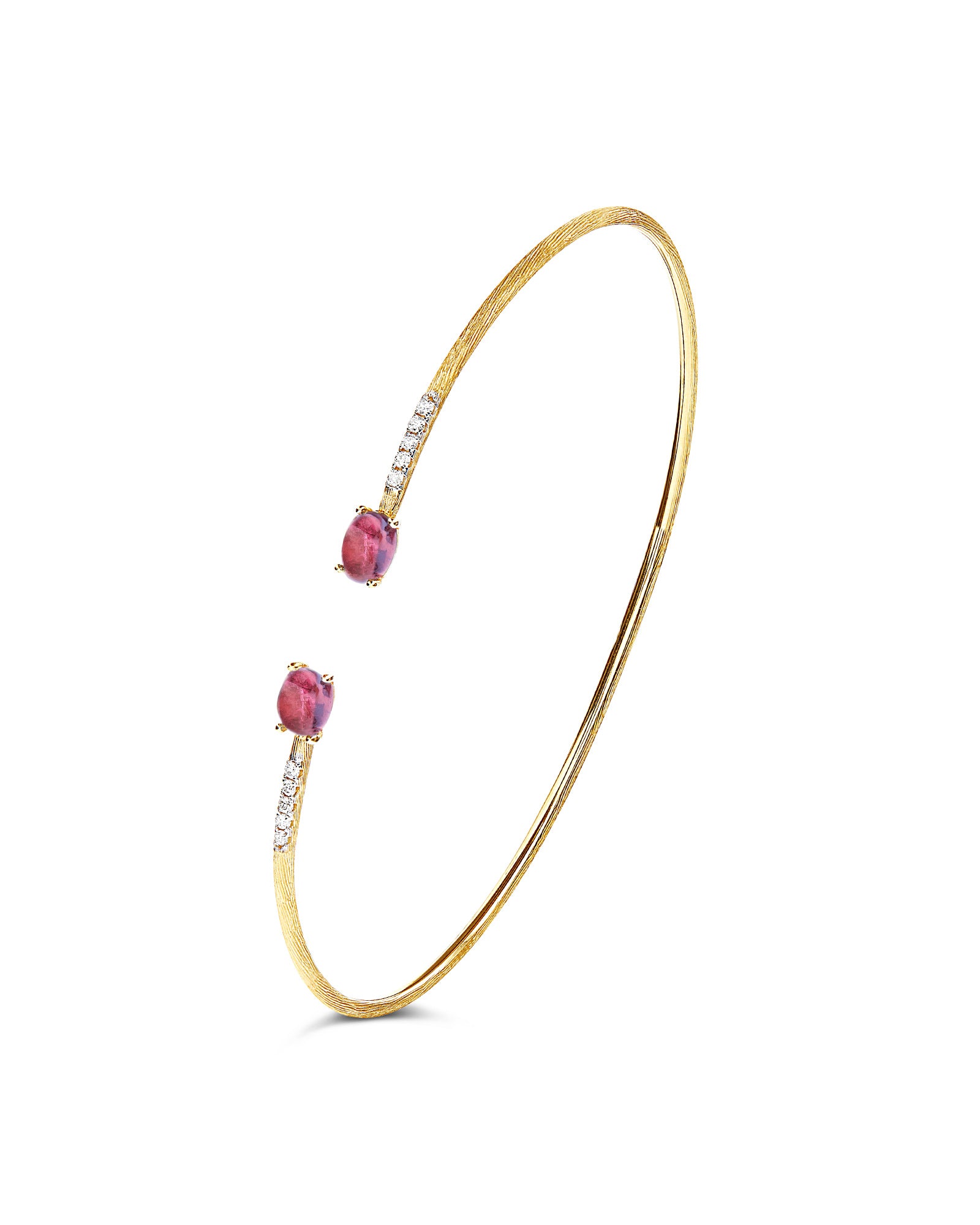 "Tourmalines" Gold, diamonds and pink tourmalines bangle