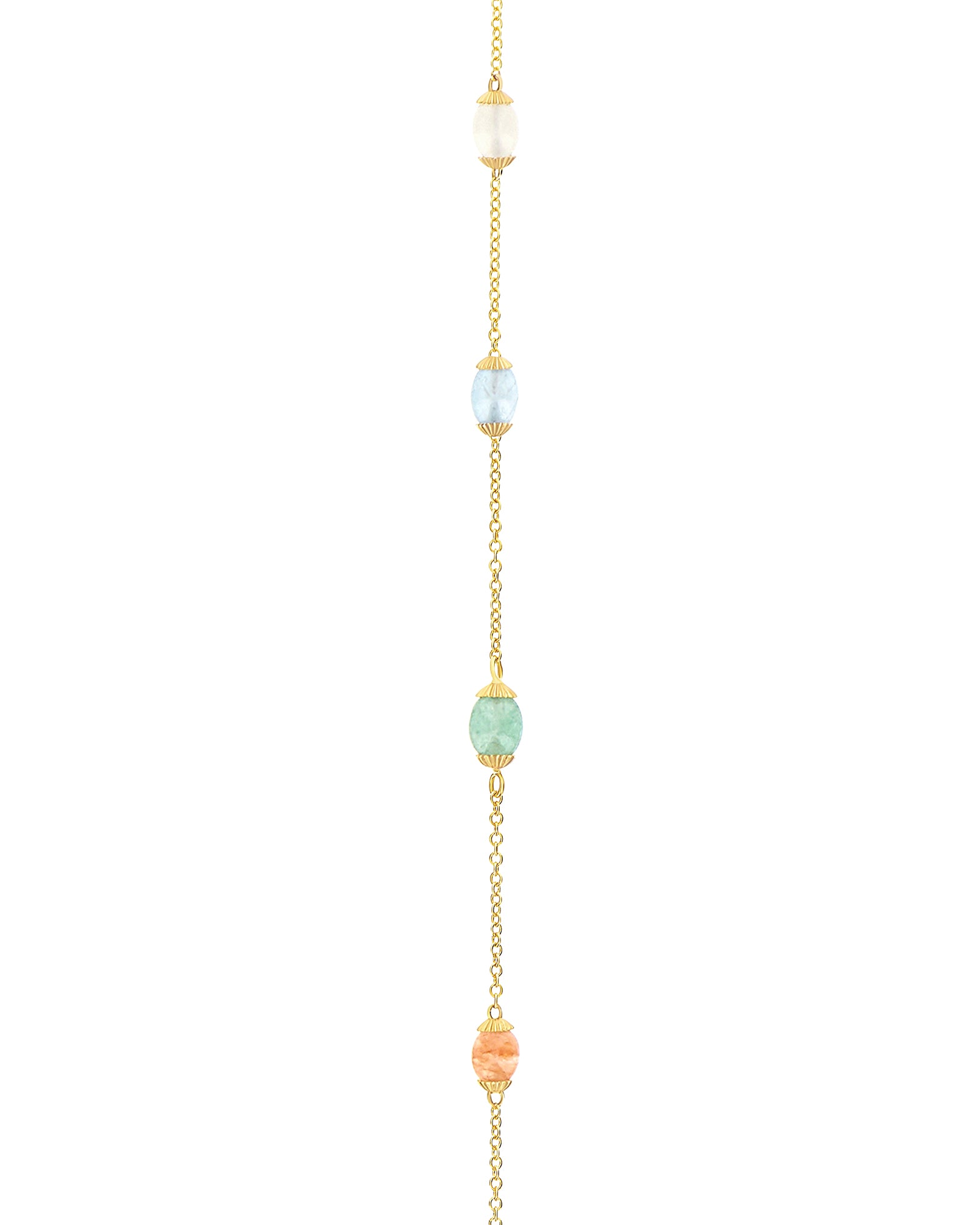 "Rainbow" Gold and Natural Stones Convertible Necklace (LARGE)