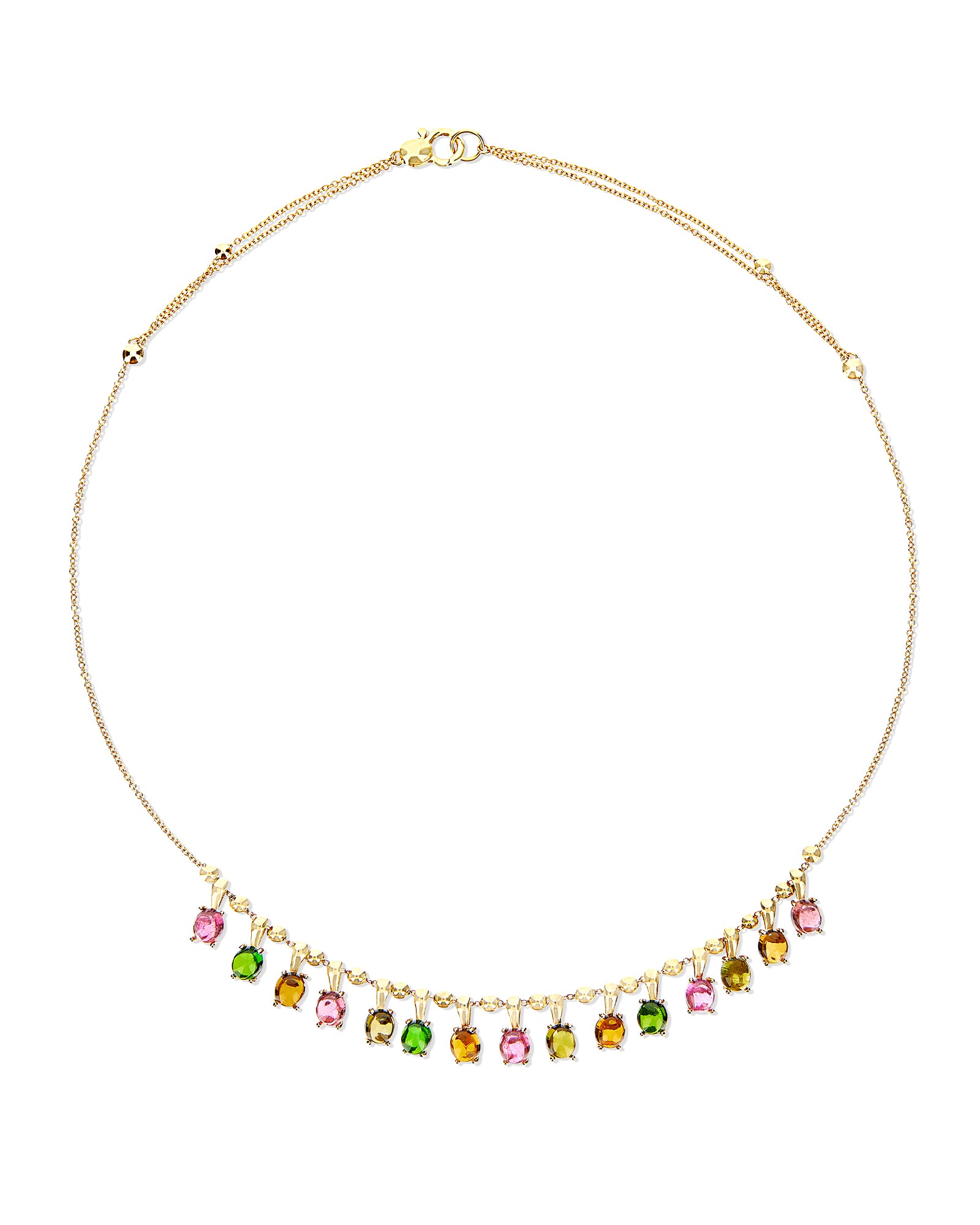 "Tourmalines" Gold and tourmaline colorful collar necklace