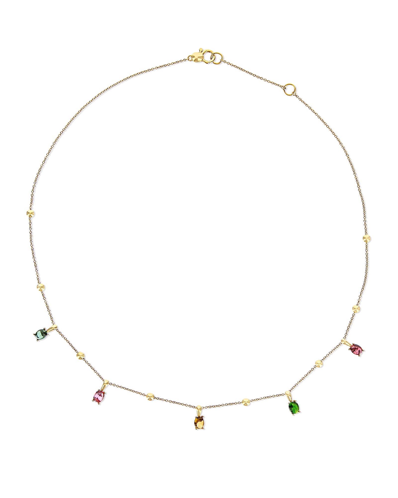 "Tourmalines" Gold and tourmaline colorful collar necklace