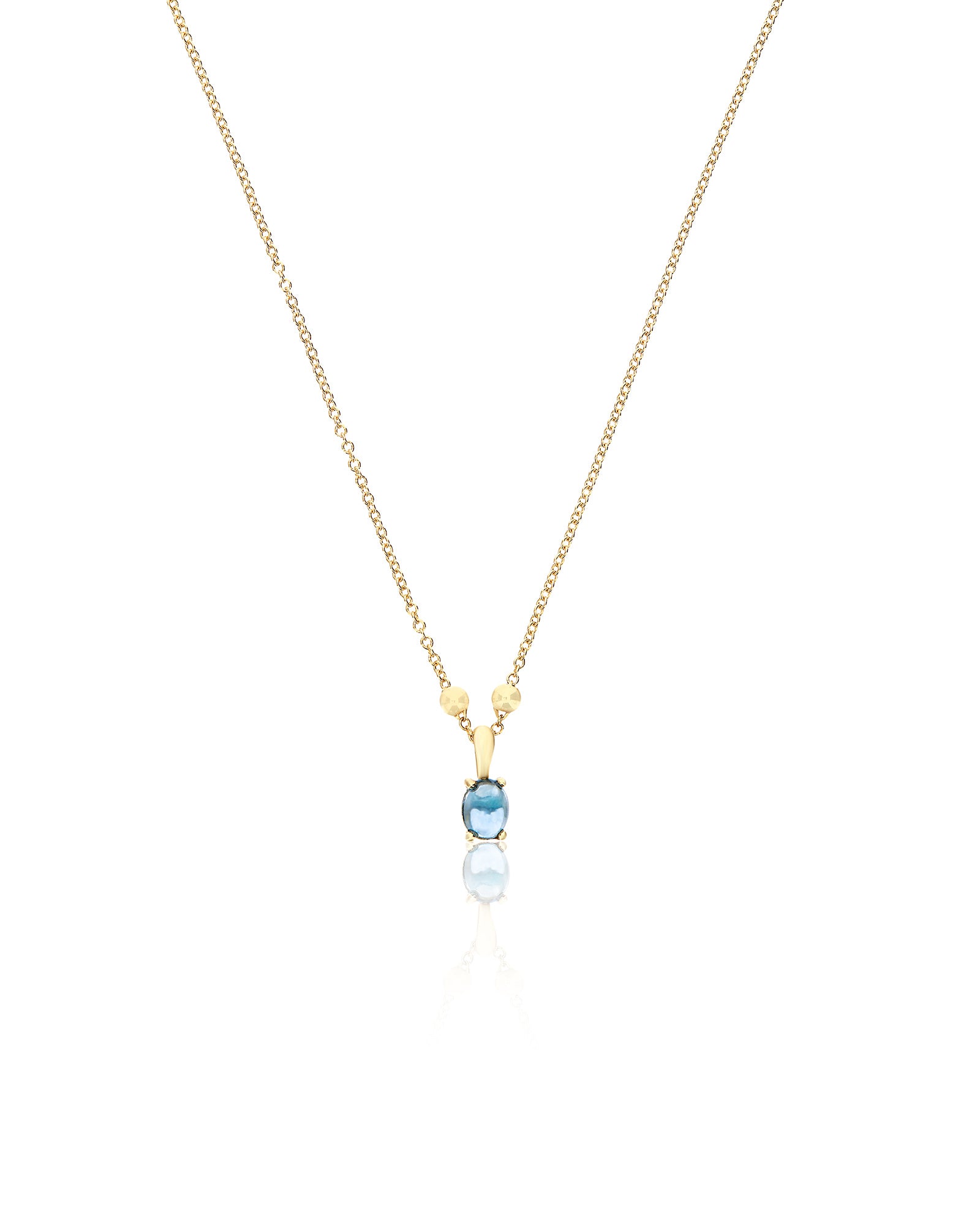 "Azure" Gold, diamonds and London Blue Topaz dainty tiny pendant