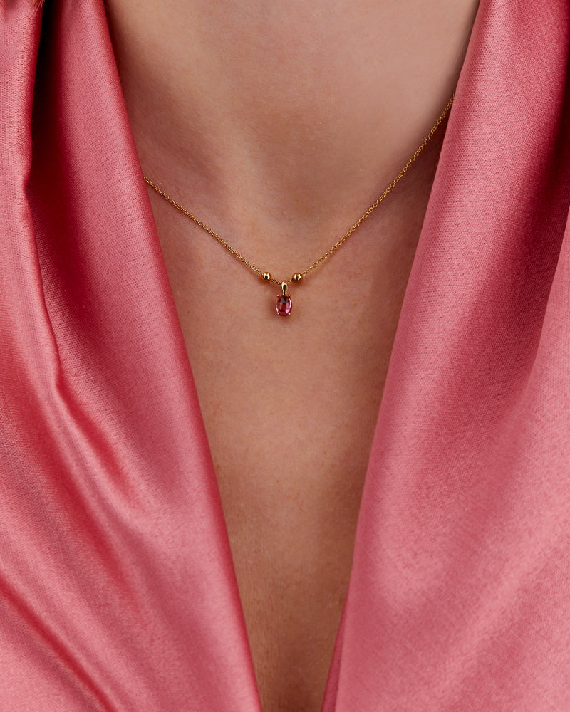 "Tourmalines" Gold and pink tourmaline delicate necklace