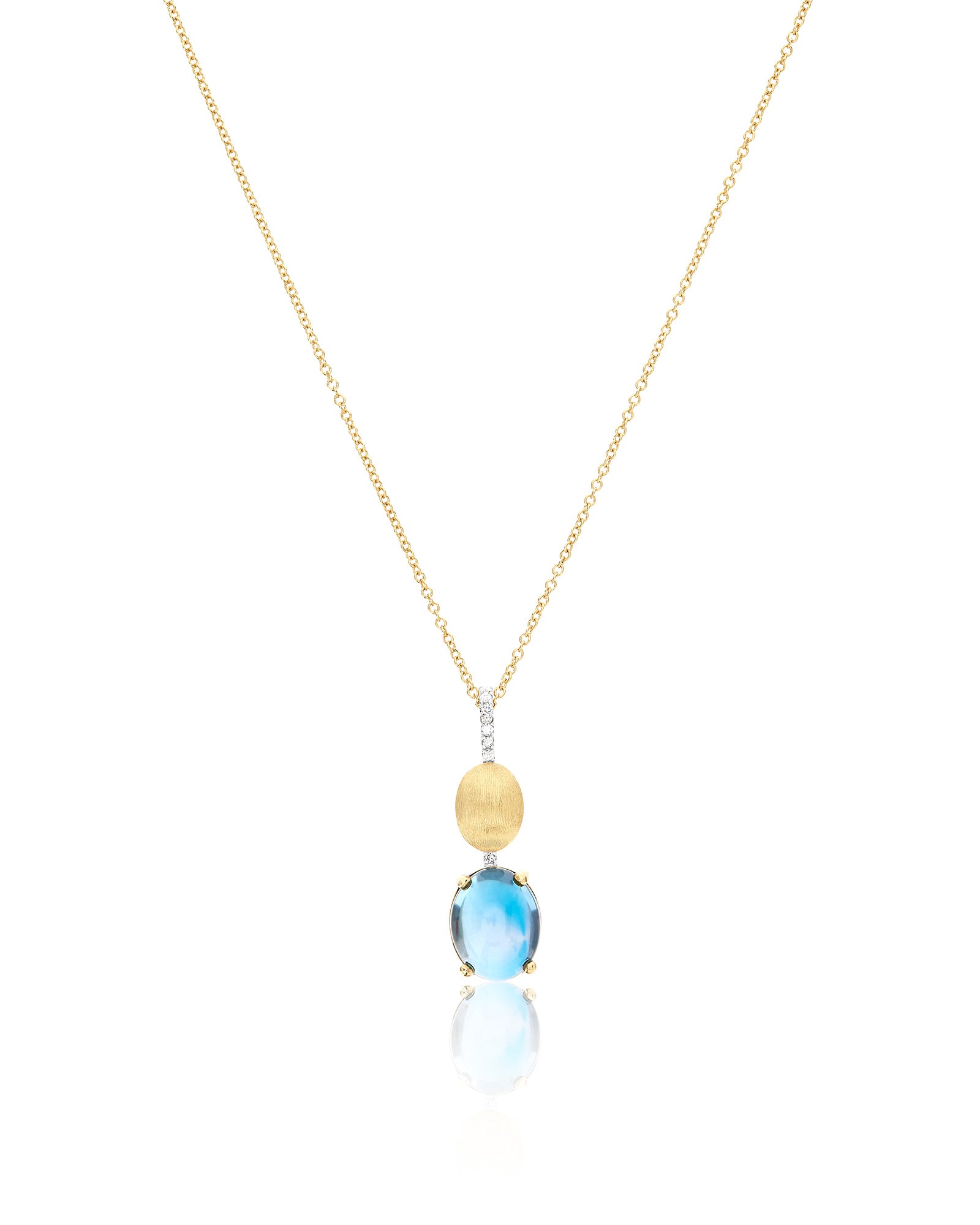 "Azure" Gold, diamonds and London Blue Topaz dainty pendant