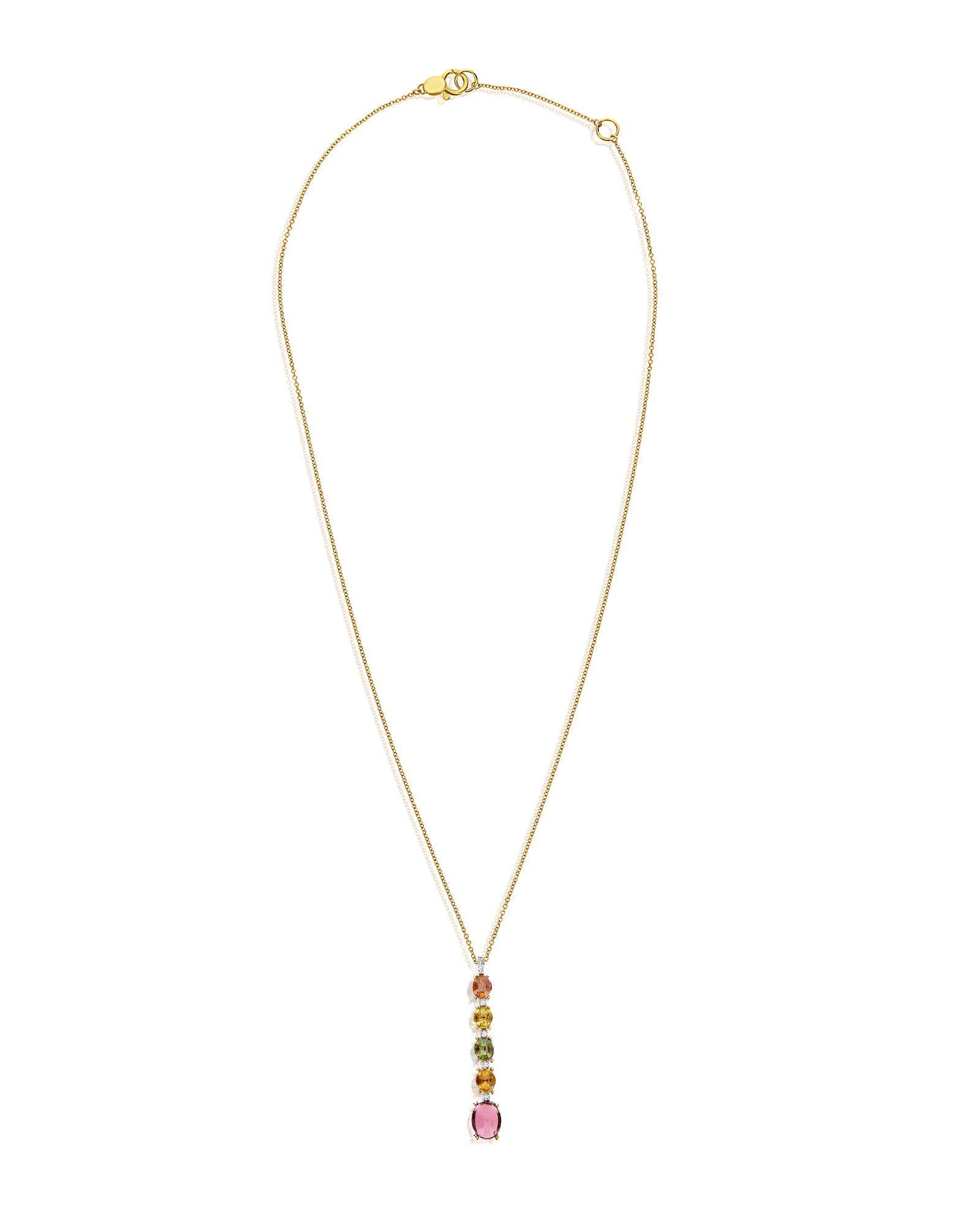 "Tourmalines" gold, diamonds and tourmaline colorful necklace
