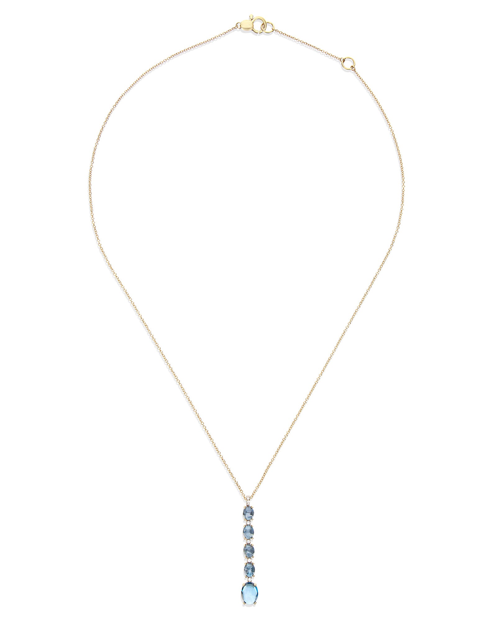 "Azure" Gold, diamonds and London Blue Topaz dainty long necklace