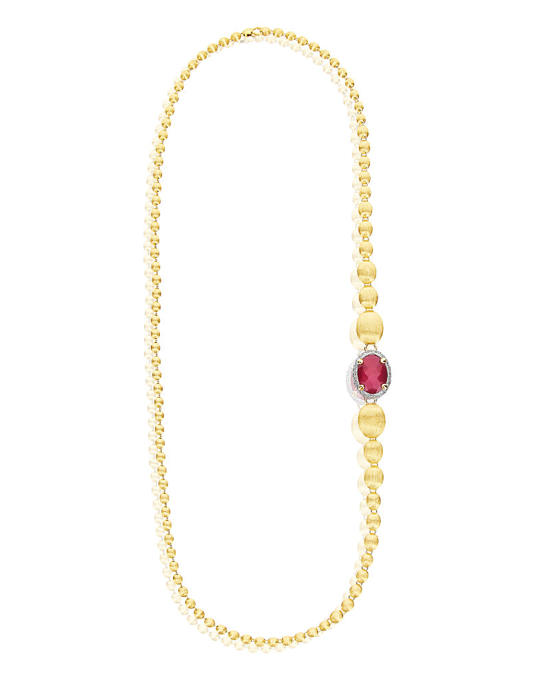"Reverse" Gold, Diamonds, Rubies and Rock Crystal Convertible Y Necklace