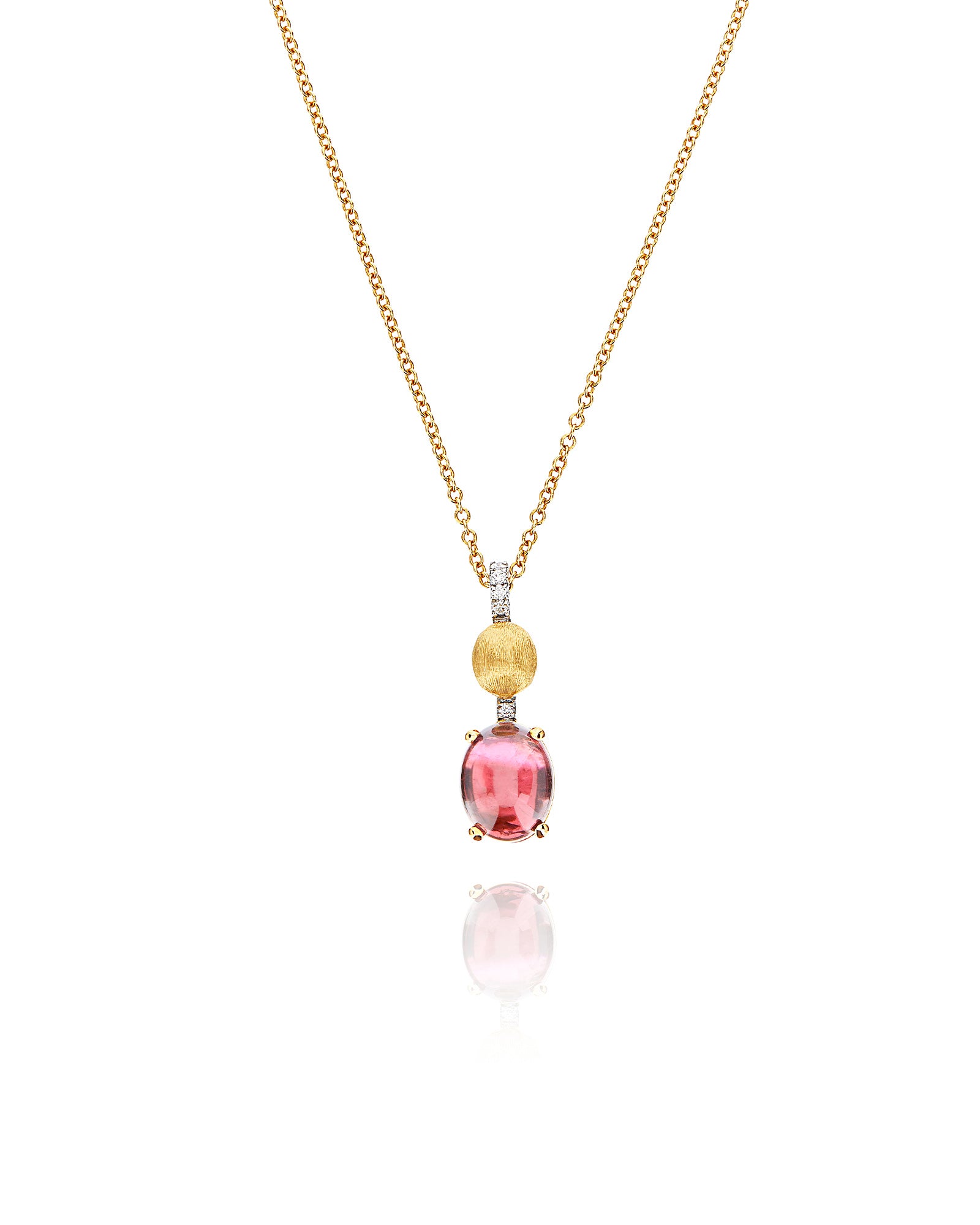 "Tourmalines" Gold, diamonds and pink tourmaline necklace (small pendant)