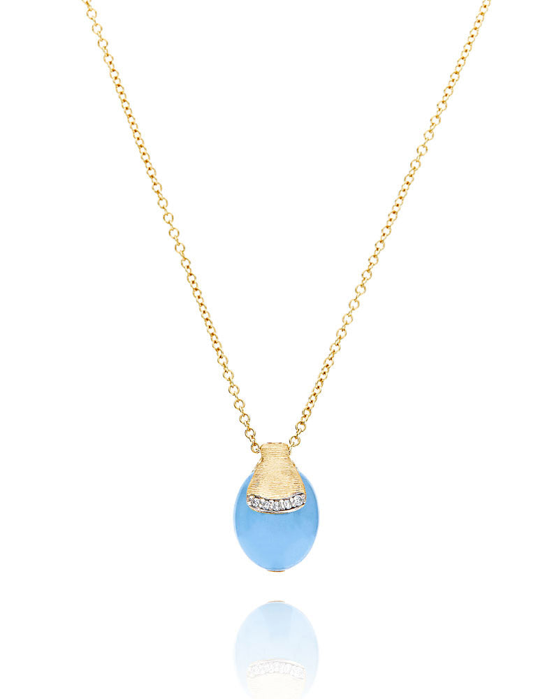 "Azure" Gold, diamonds and Aquamarine tiny pendant