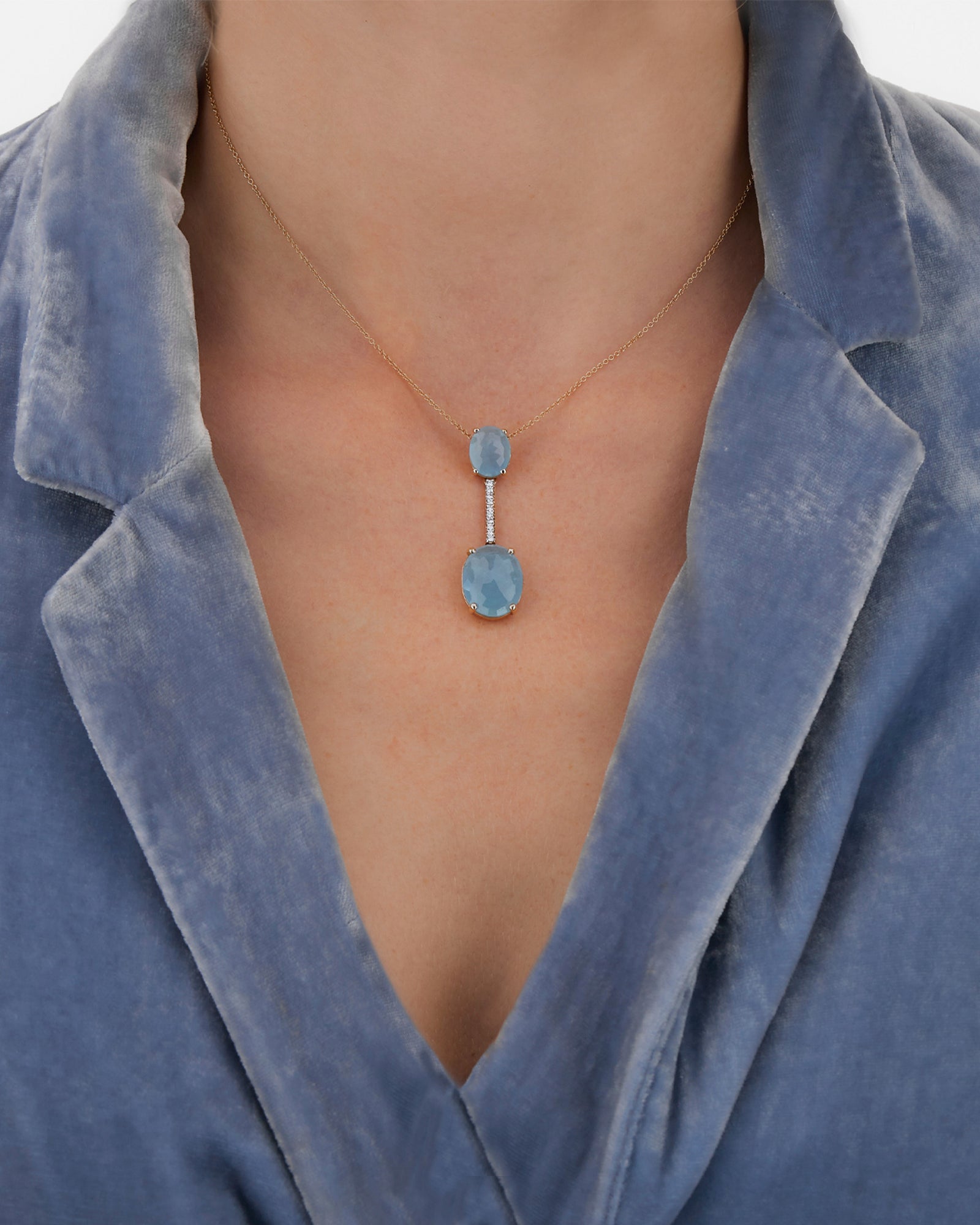 "ipanema" aquamarine diamonds and 18kt gold bar necklace