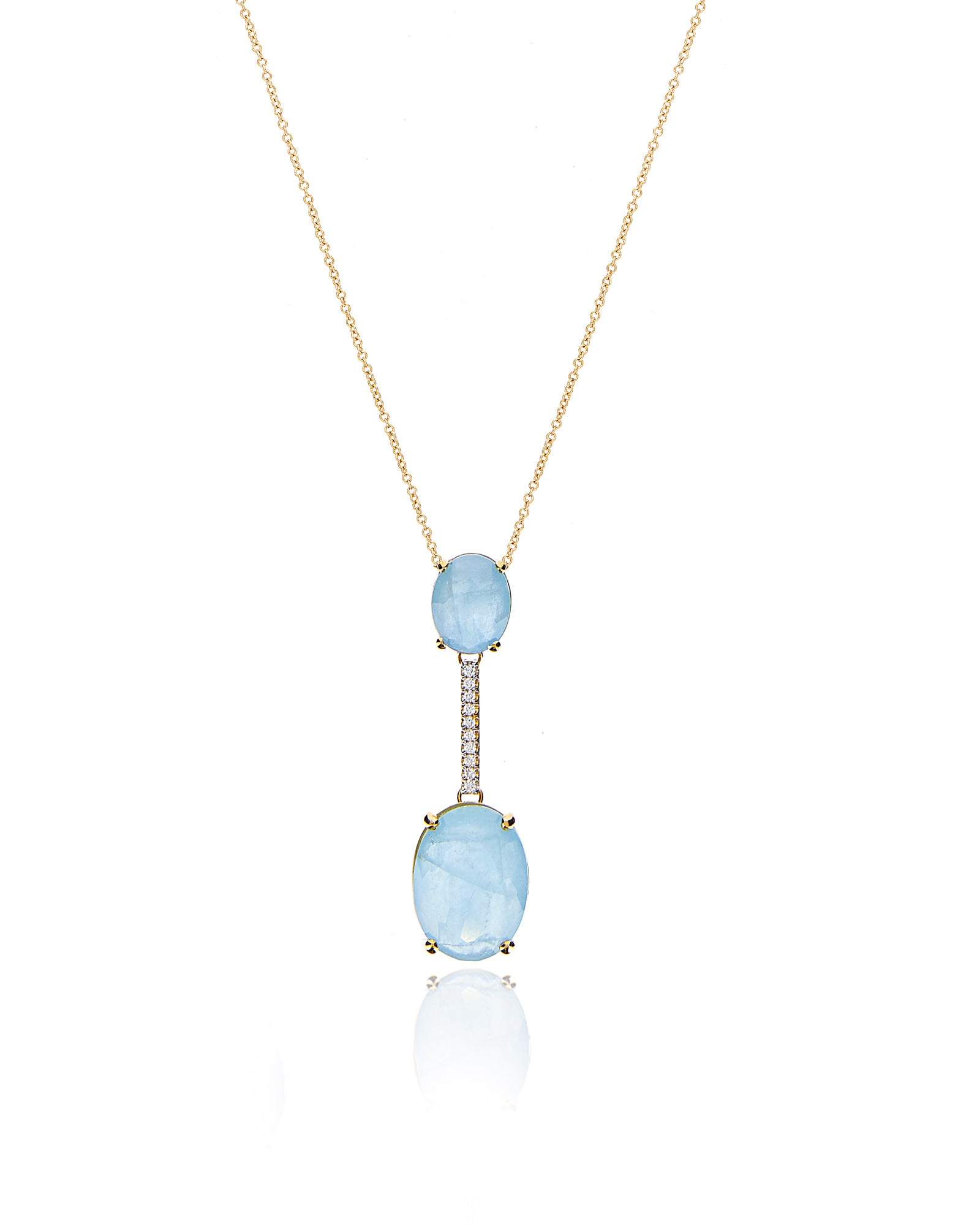 "ipanema" aquamarine diamonds and 18kt gold bar necklace
