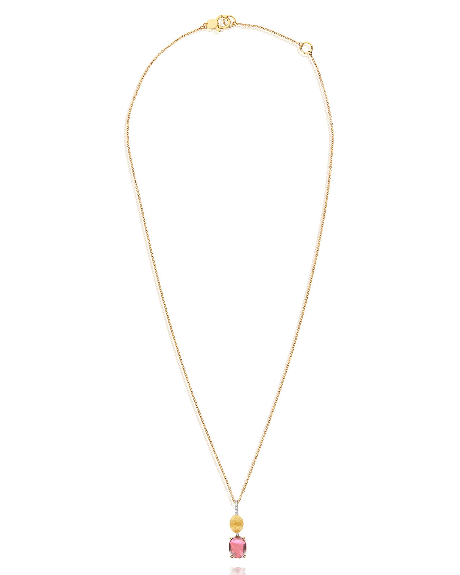 "Tourmalines" Gold, diamonds and pink tourmaline necklace (big pendant)