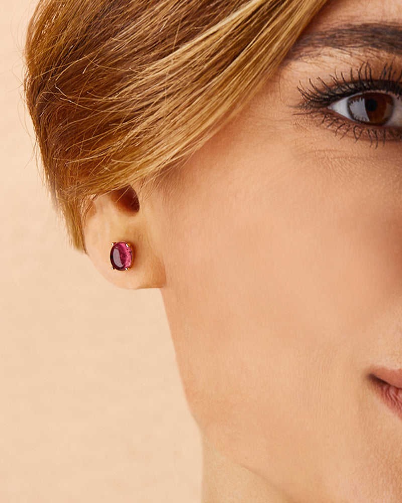 "Tourmalines" Gold and pink tourmaline stud earrings (small)