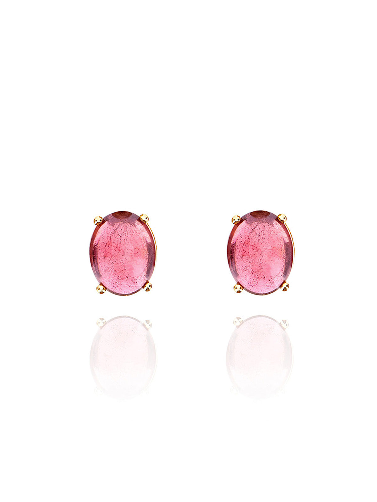 "torumalines" gold and pink tourmaline stud earrings (large)