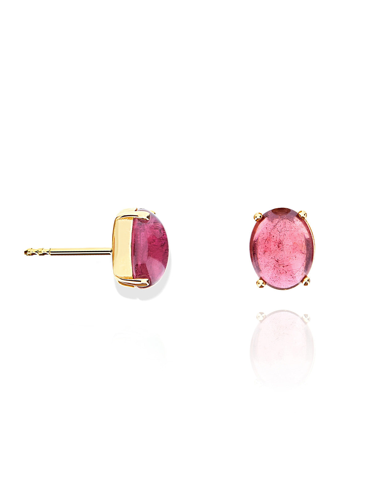 "torumalines" gold and pink tourmaline stud earrings (large)