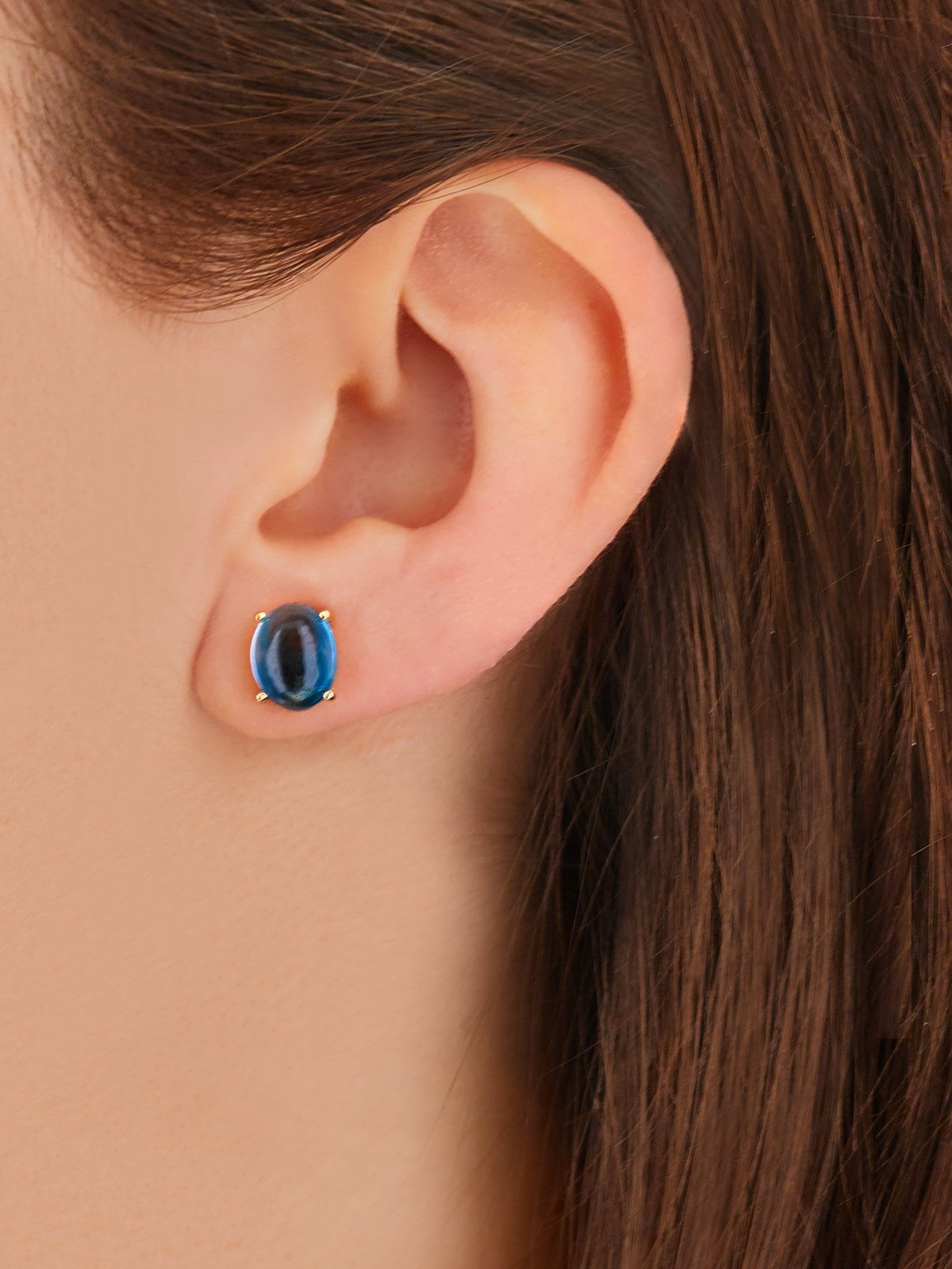 "Azure" Gold and London Blue stud earrings
