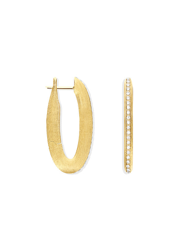 Libera Icon small gold oval hoop earrings with diamonds