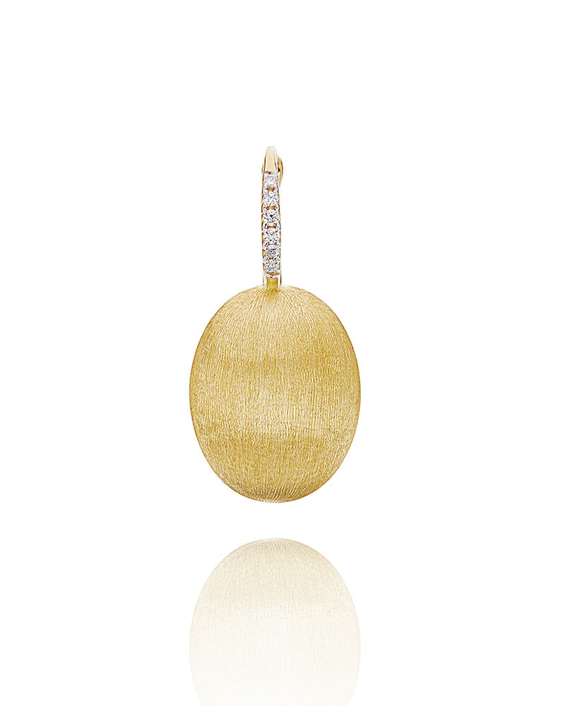 "Ciliegina" Gold ball drop single earring with diamonds details (LARGE)
