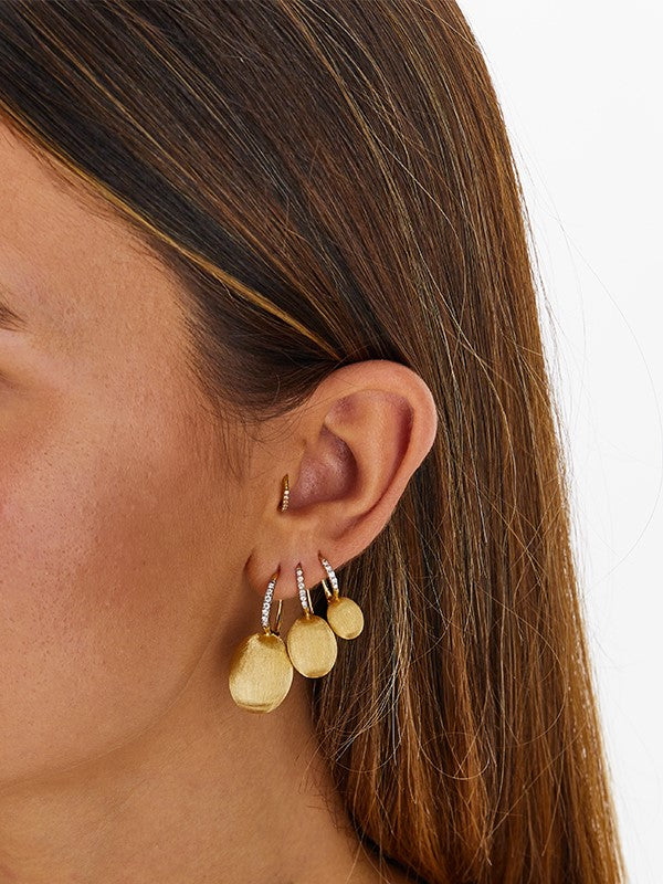 "Ciliegine" Gold ball drop earrings with diamonds details (MEDIUM)