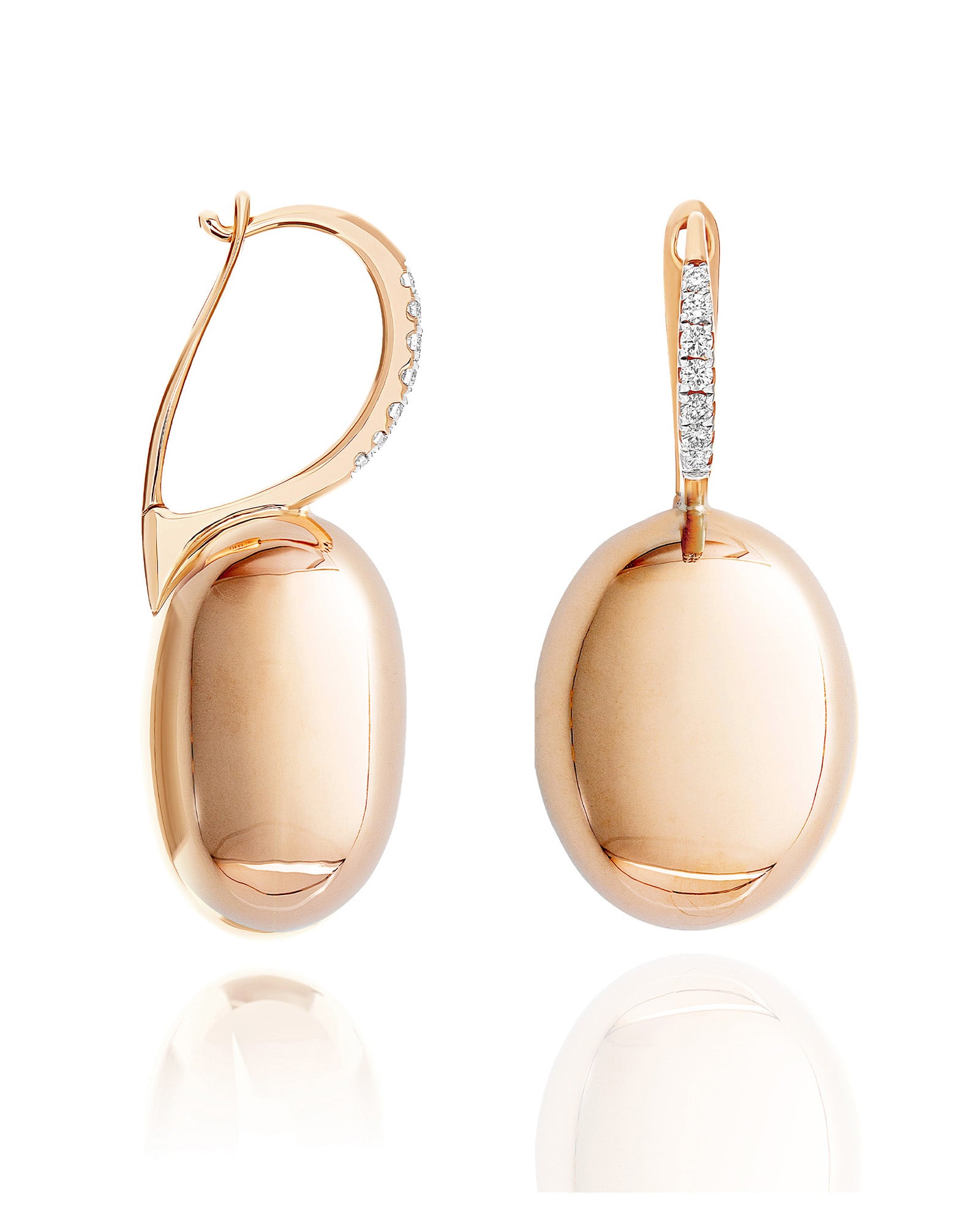 "Ciliegine" rose gold boules and diamonds details earrings (large)