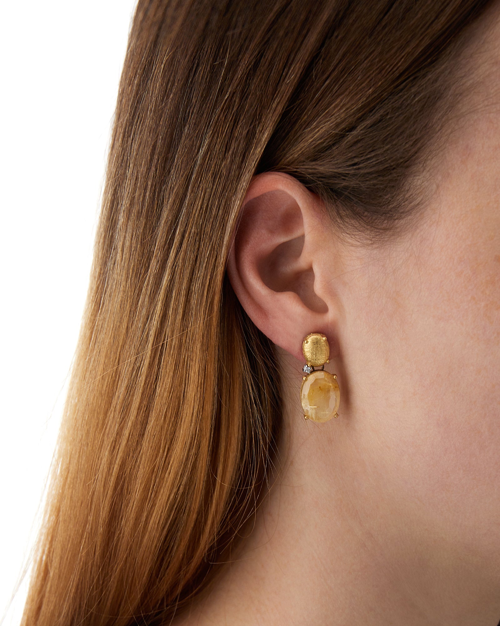 "Ipanema" yellow rutilated quartz earrings