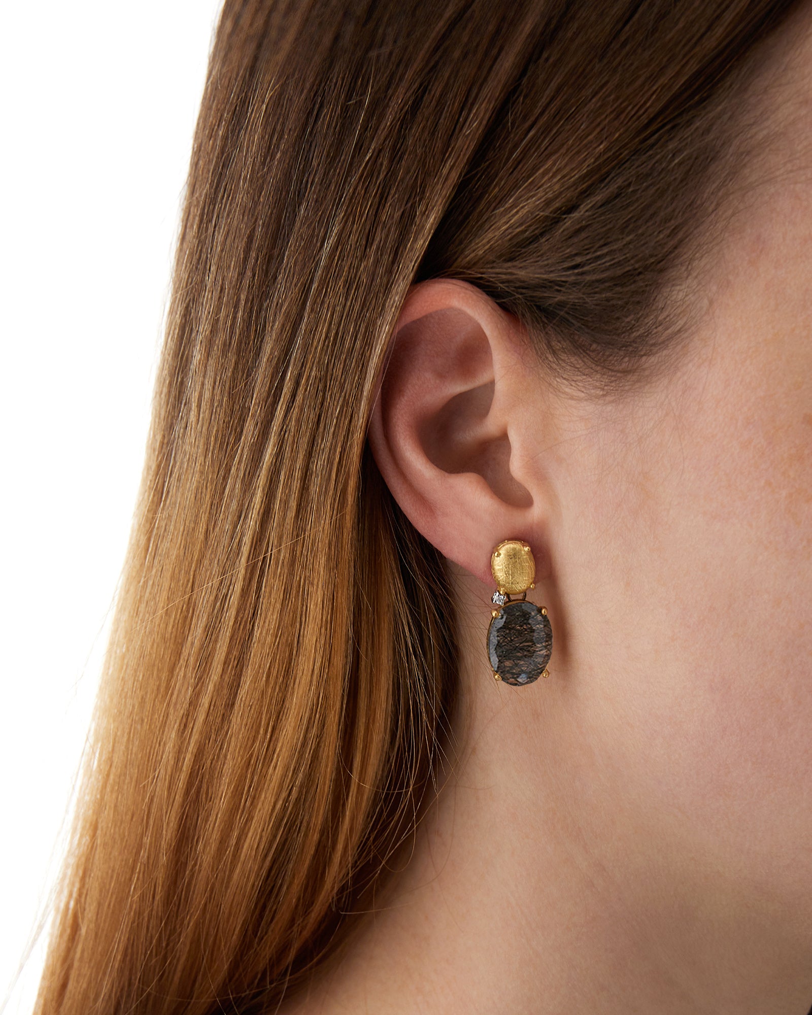 "Ipanema" grey rutilated quartz earrings