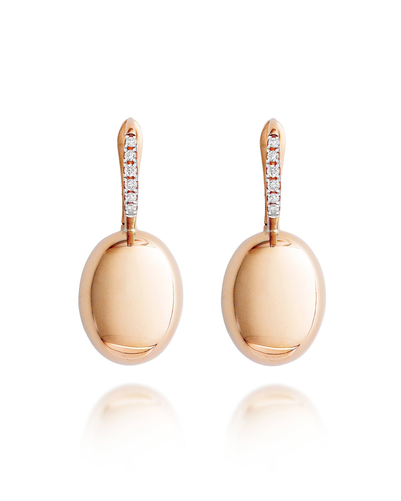 "Ciliegine" rose gold boules and diamonds details earrings (medium)