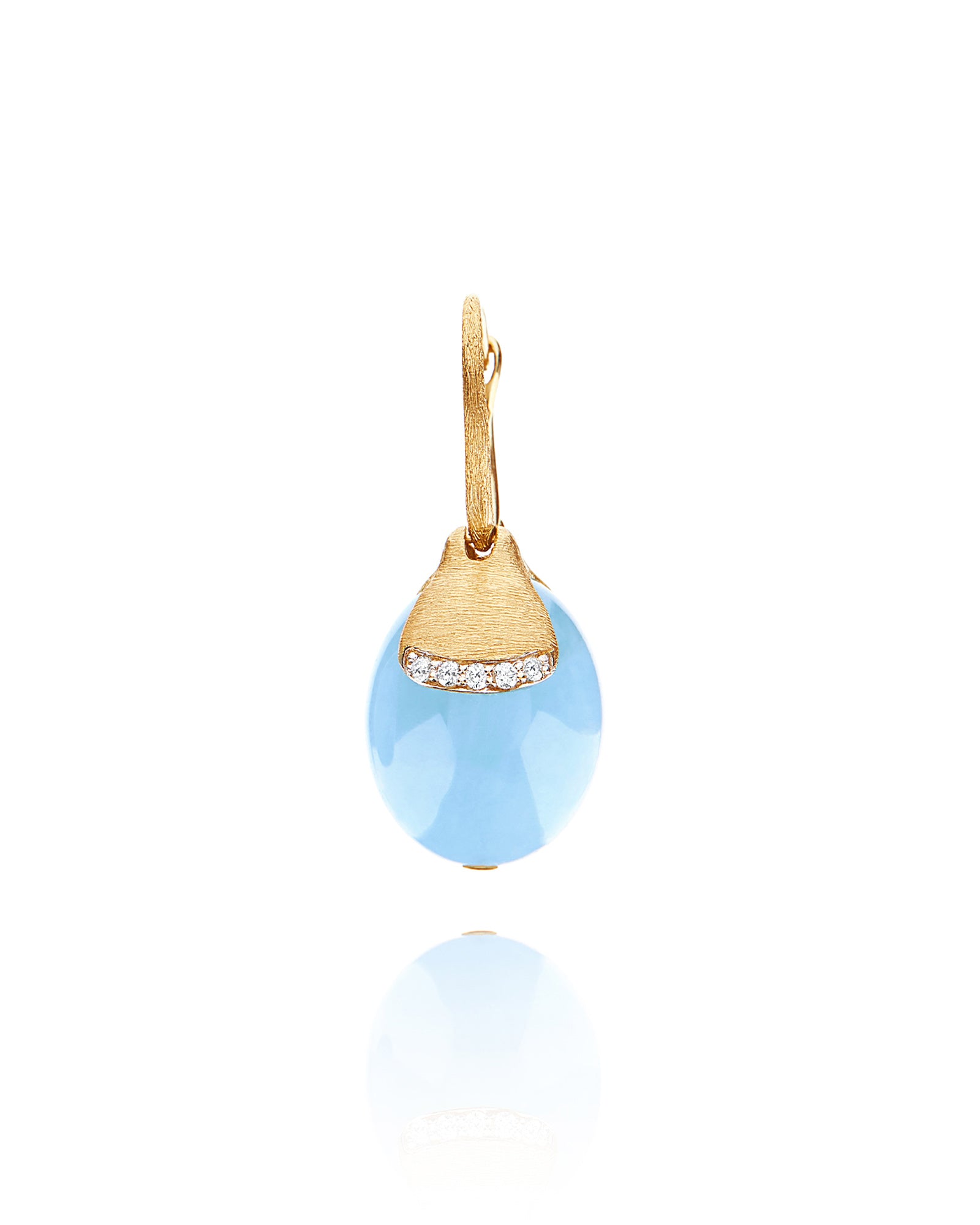 Azure "Amulets" Ciliegina Gold and Milky Aquamarine Ball Drop Single Earring with Diamonds Details (LARGE)