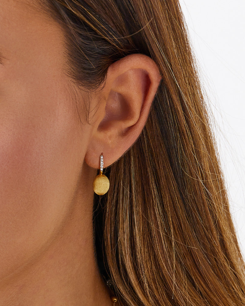 "Ciliegina" Gold ball drop single earring with diamonds details (SMALL)