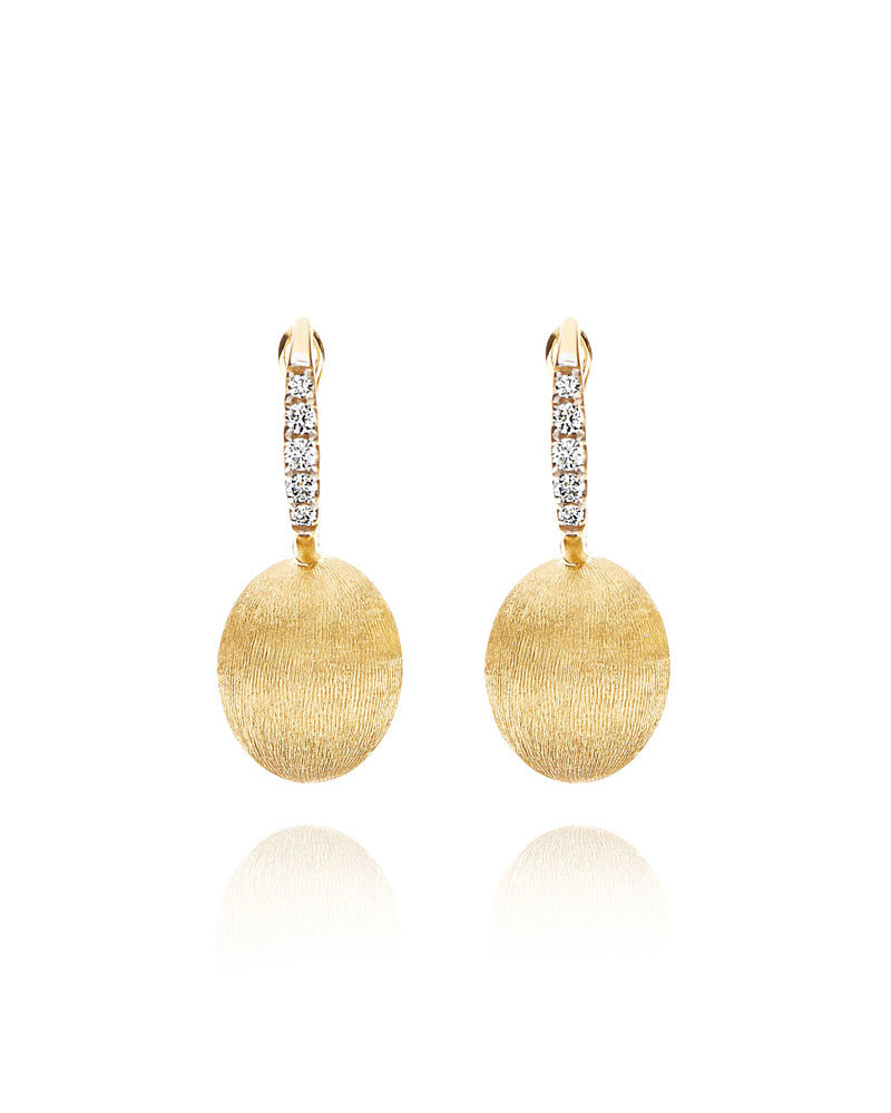 "Ciliegine" Gold ball drop earrings with diamonds details (SMALL)