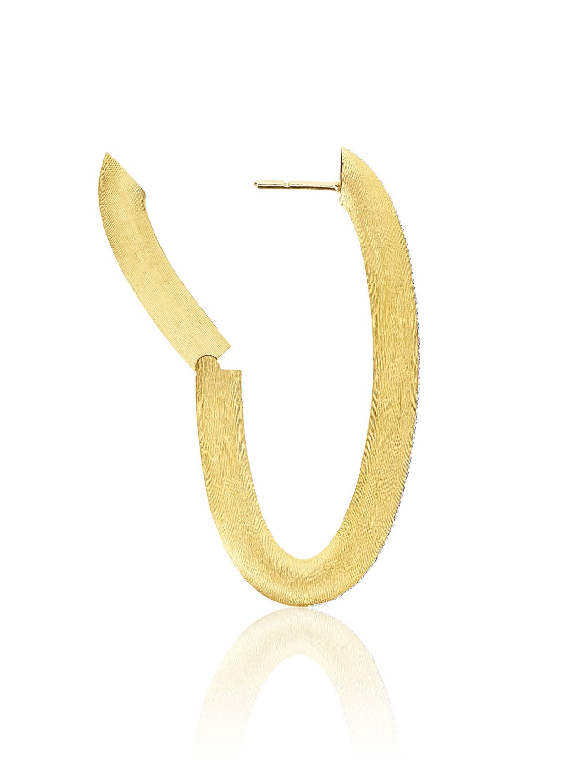 Libera Icon big gold oval hoop earrings with diamonds