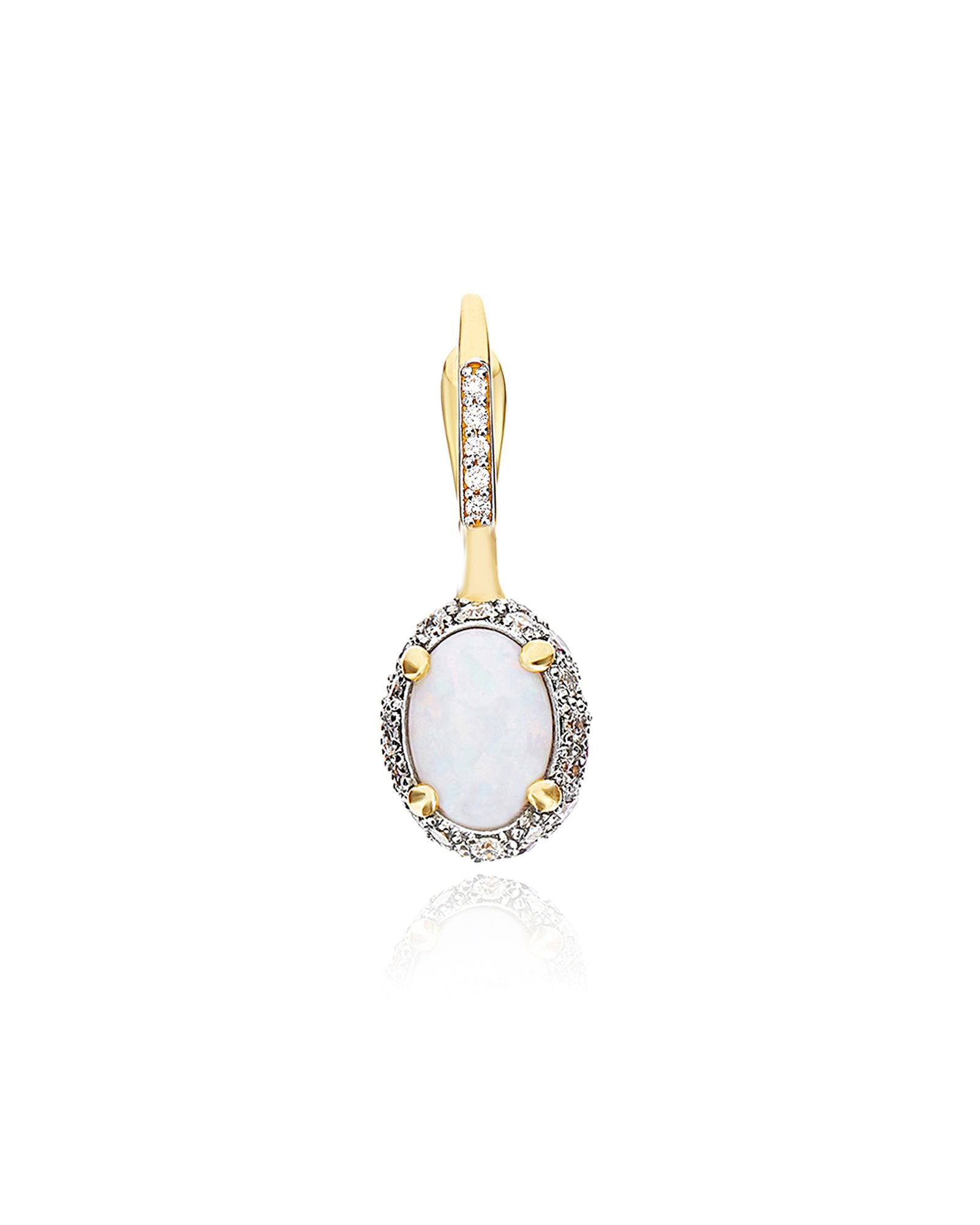 "Reverse" Ciliegina Gold, Pink Sapphires, Rubies, White Australian Opal and Diamonds Double-face Ball Drop Single Earring (SMALL)