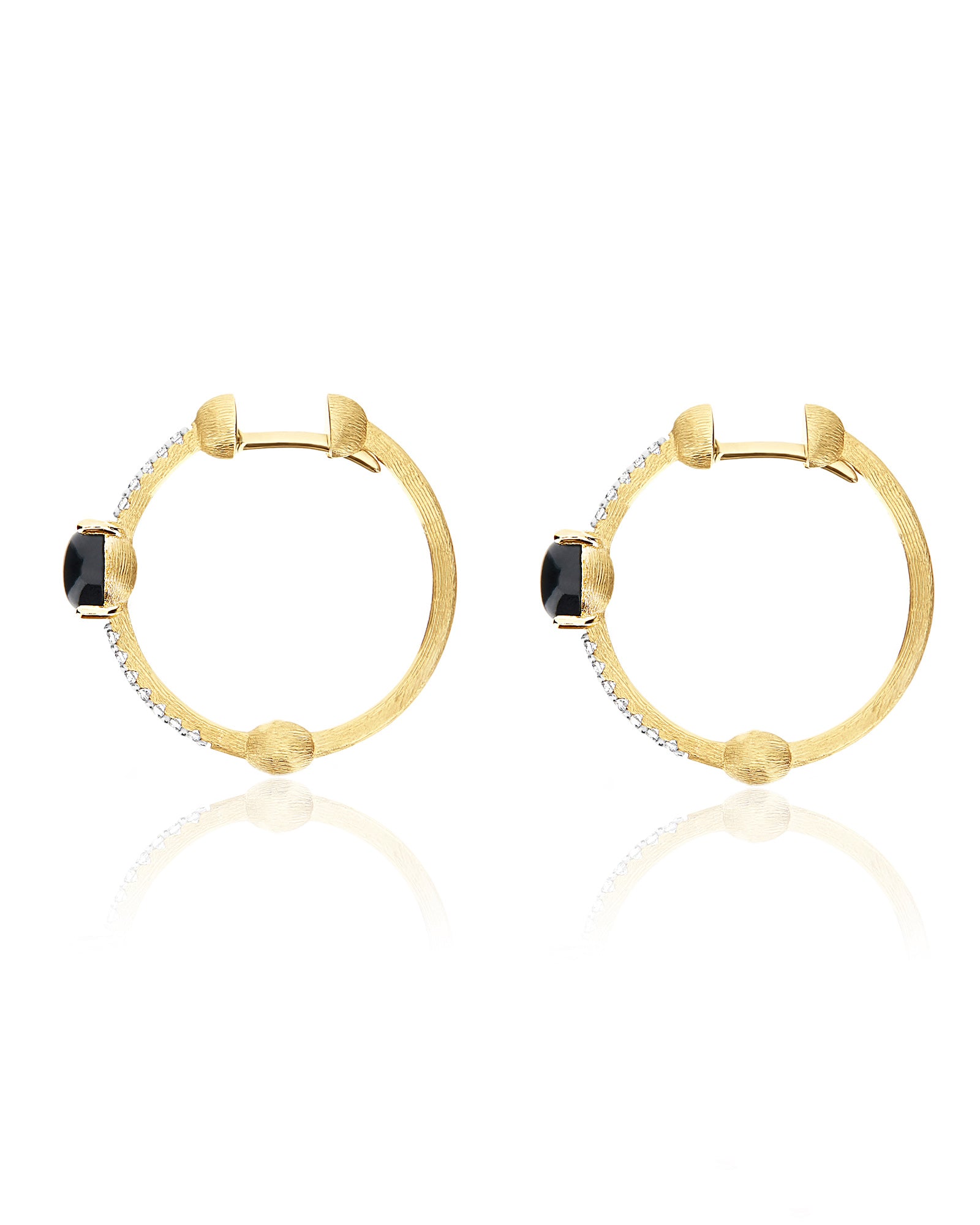 "Mystery Black" Gold, Black Onyx and diamonds hoop earrings