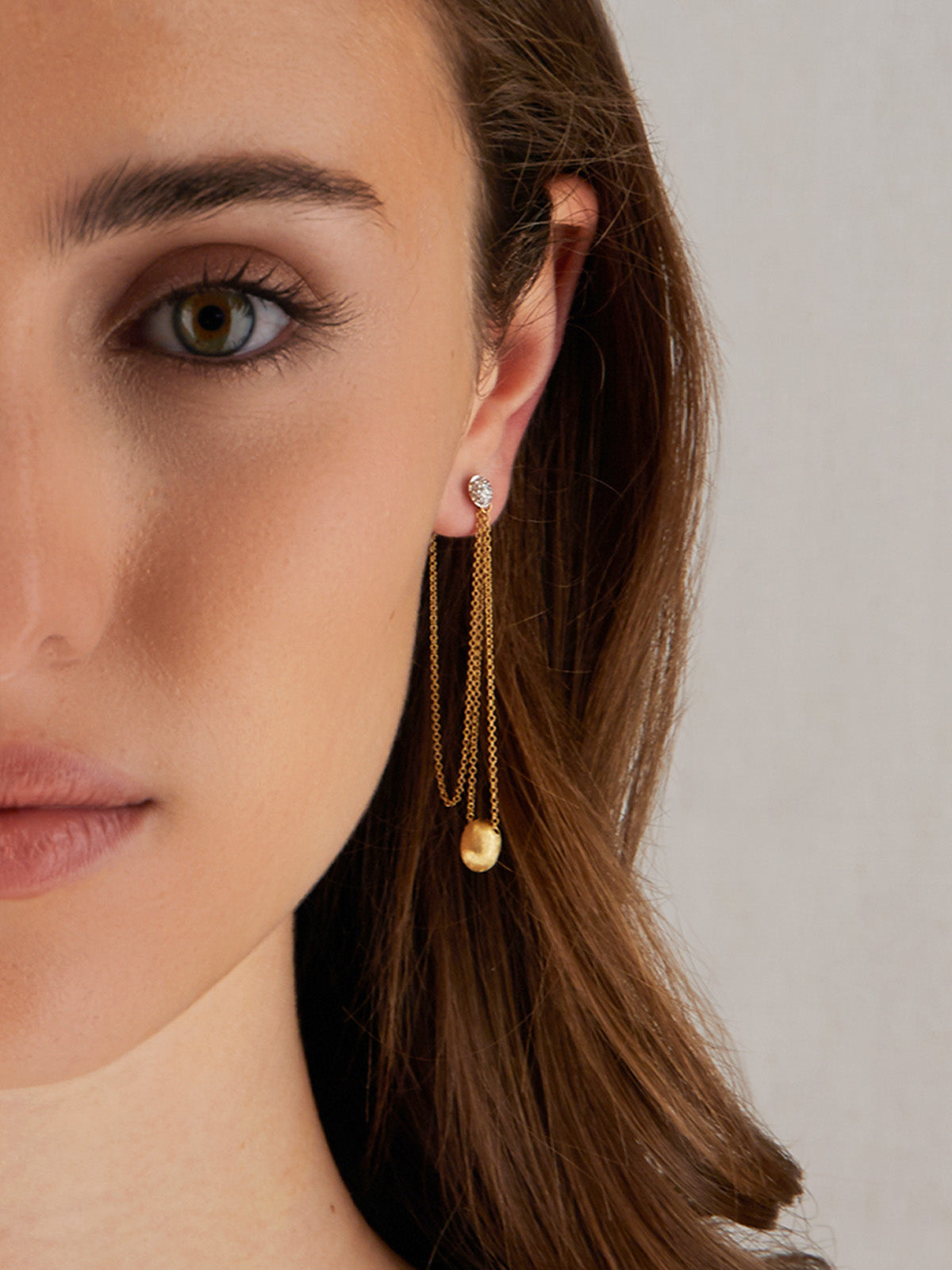 "Luce" Gold and diamonds long Earrings