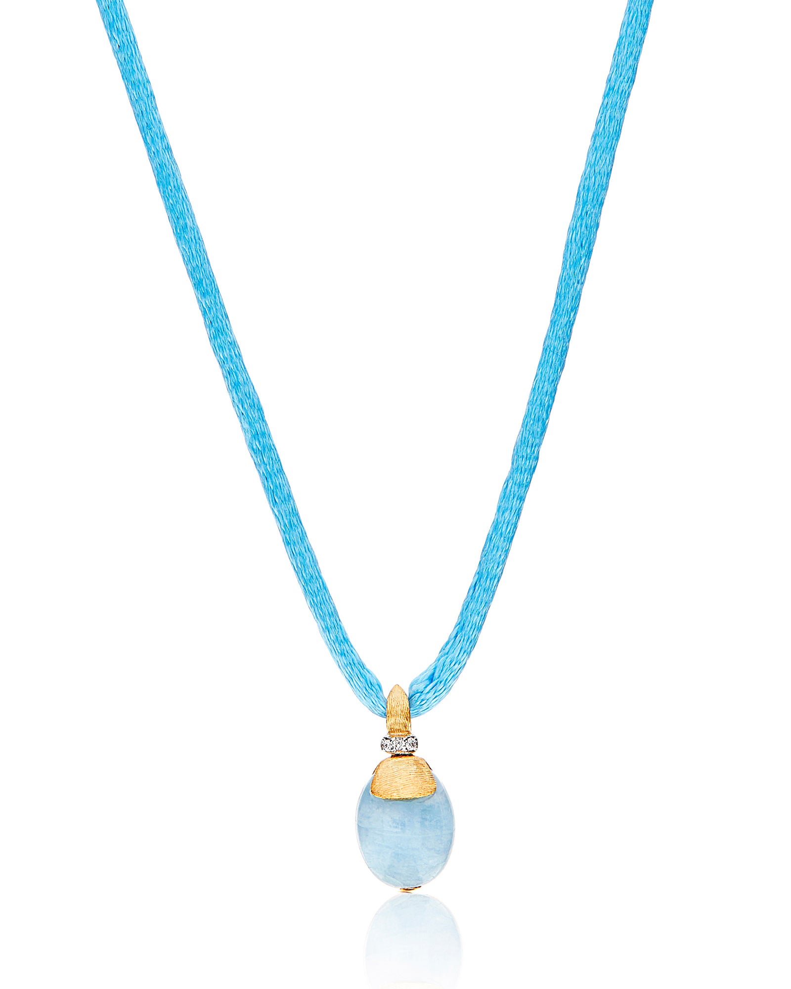 Azure "Amulets" Gold, Diamonds and Milky Aquamarine Pendant (SMALL)