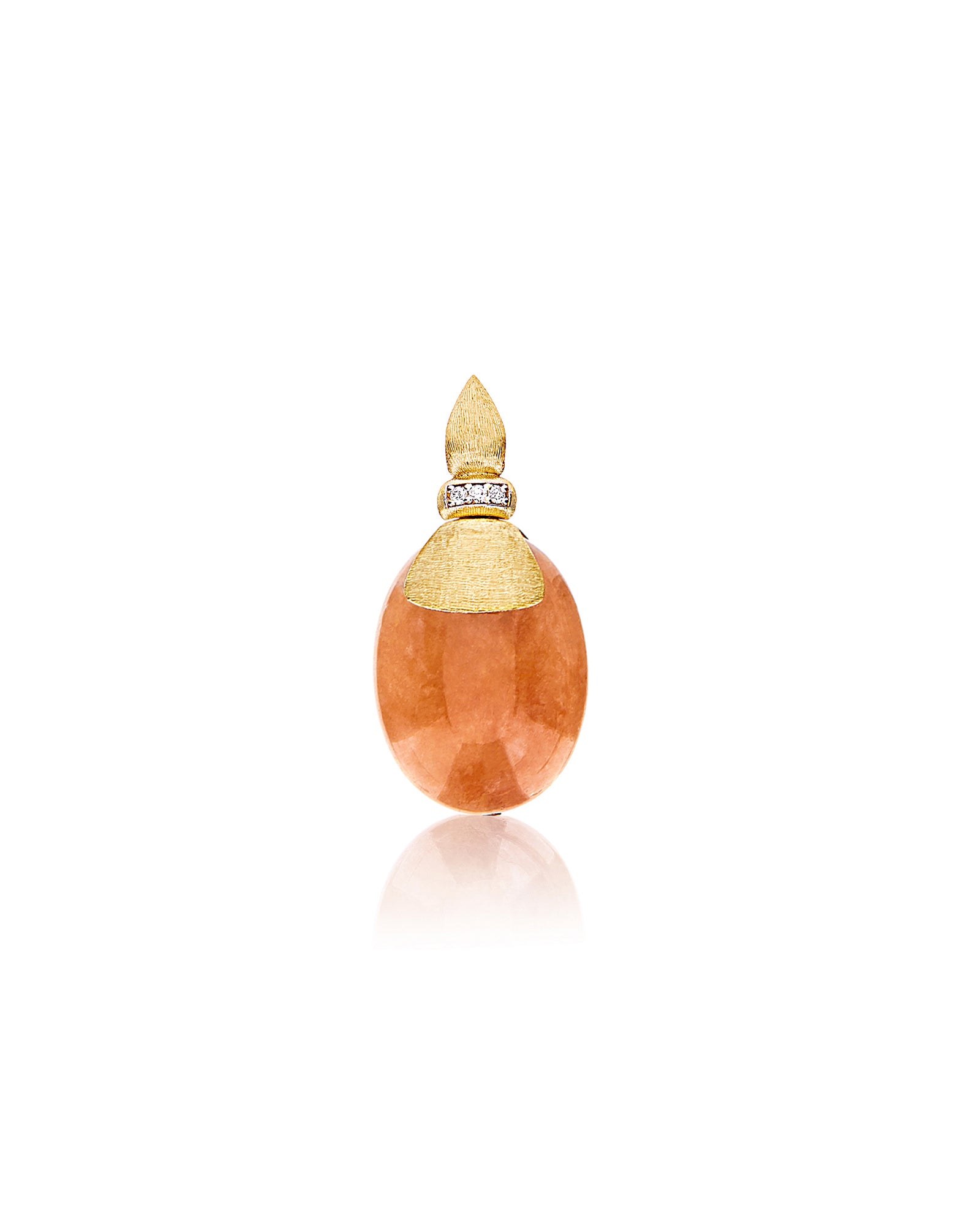 "Petra" Gold, Diamonds and Orange Aventurine Pendant (LARGE)